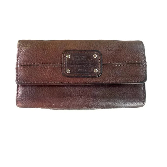 Fossil Brown Pebble  Leather Tri Fold Wallet - Picture 1 of 6